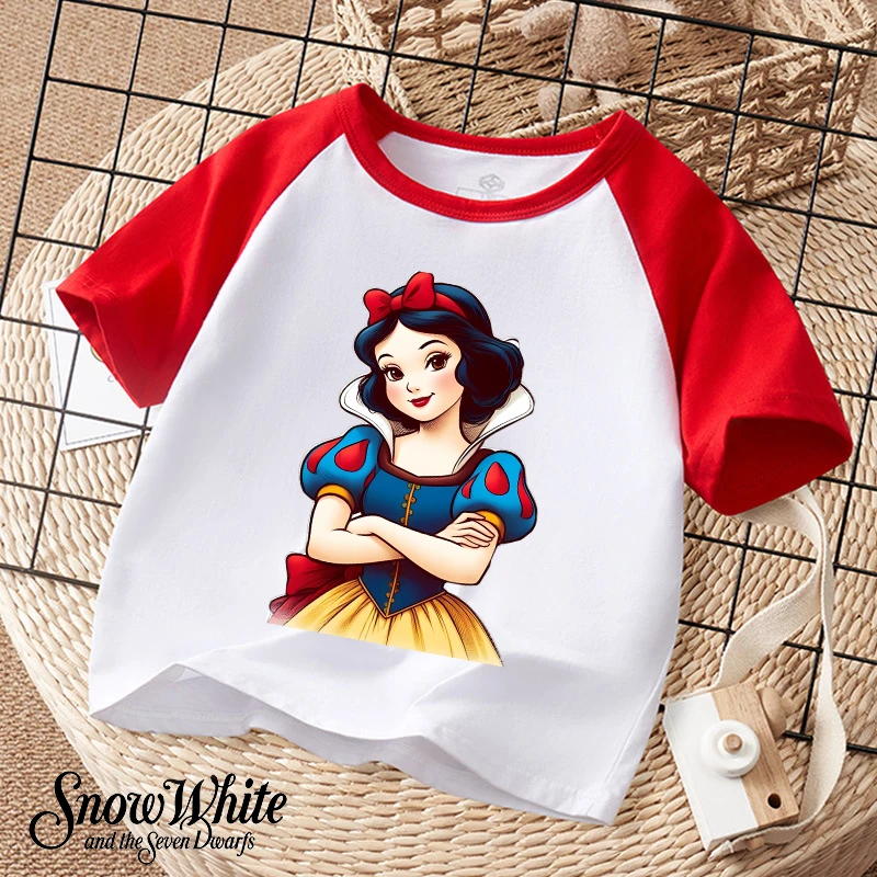 

Snow White and Evil Queen T-shirt Kawaii Disney Princess Anime Figures Short Sleeve Sweet Fashion Cotton Tee Top Clothing Gifts