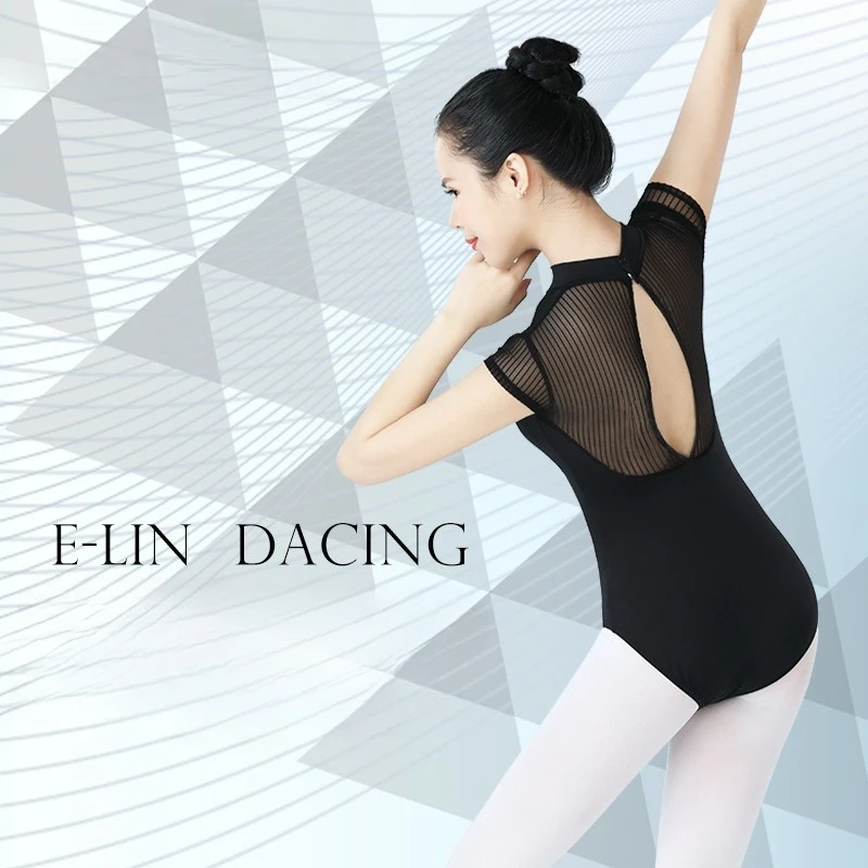 بدلة باليه مخصصة للتمرين بدون أكمام وياقة واقفة يوتار للبالغين لامتحان فني متقاطع عالي زي رقص شيربين الصيني