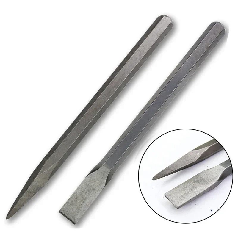 1PC Pointed/Flat Mouth Chisel Handmade Alloy Tungsten Steel Chise Stone Splitting Chisel For Carving Stone Masonry Tools