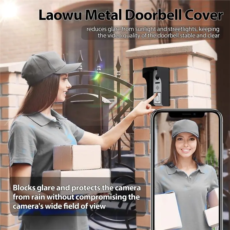 ABVC واقي جرس الباب الخارجي المقاوم للطقس، غطاء جرس الباب الدائري المقاوم للماء، للخارج، غطاء المطر لجرس الباب #6