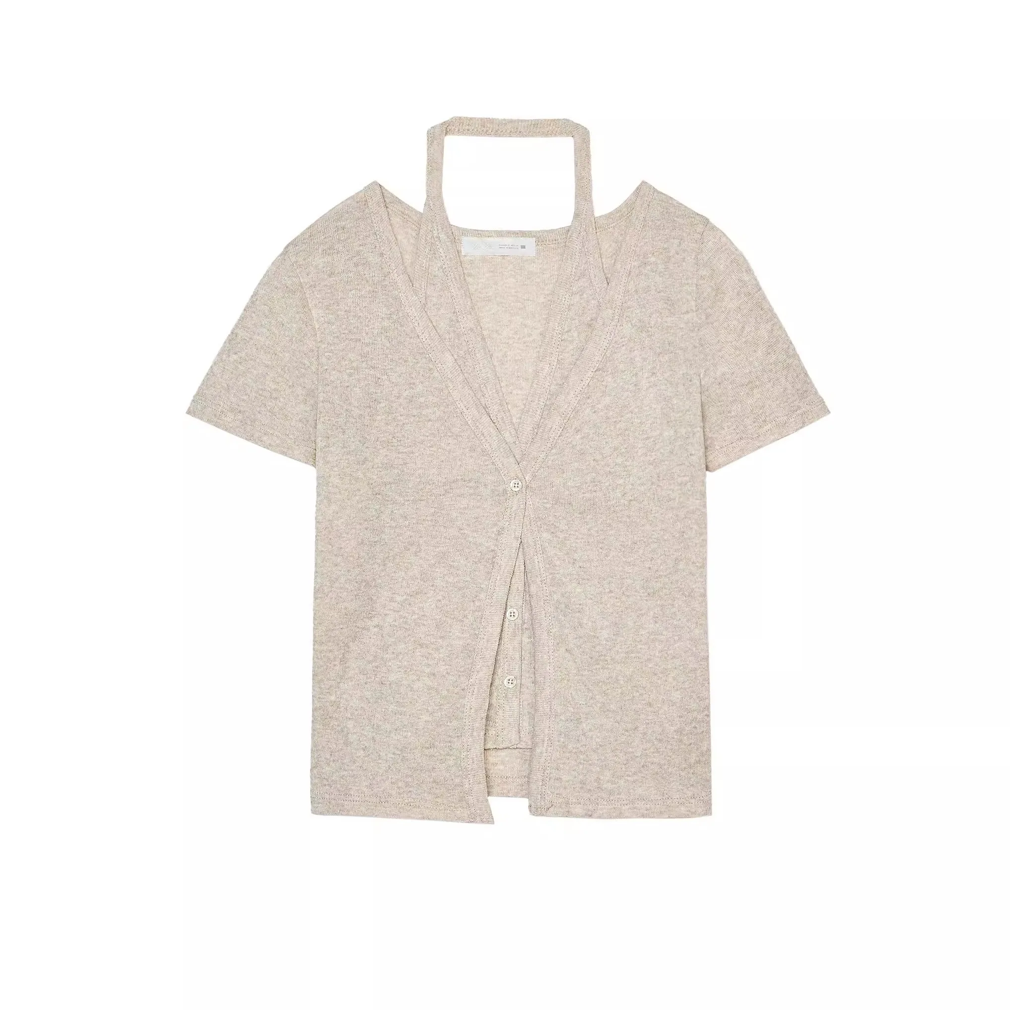 

Удобный модный двухслойный женский топ V-Ne ort Sve Cleanfit Sle из полиэфирного волокна, весна 202, новое поступление