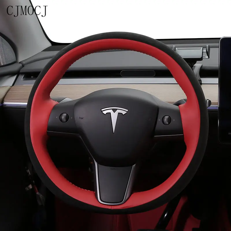 Copertura personalizzata per Tesla Model3 Model Y coprivolante cucito a mano accessori per auto speciali X / S di fascia alta sgrossati