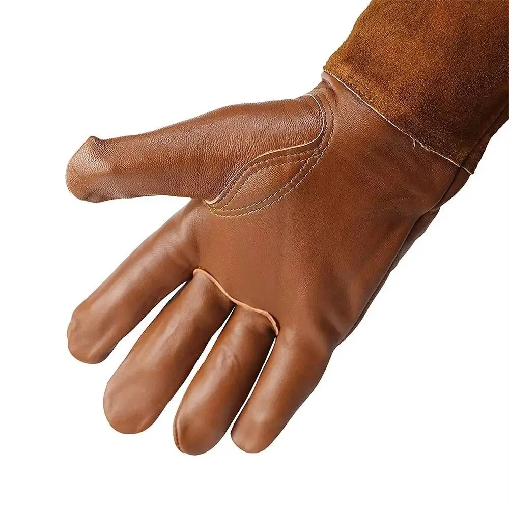 Worker Long Sleeve Gardening Gloves Coffee Non-slip Winter Thermal Gloves Leather Wear-resisting Pruning Gloves Rose Pruning