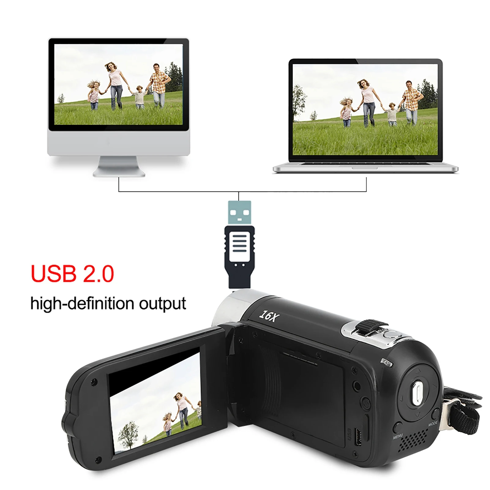 DH‑90 16X Digital Zoom 2.7 Inch Colourful Display Screen High Definition Camera Image Video Shooting Camcorder DV Camcorder