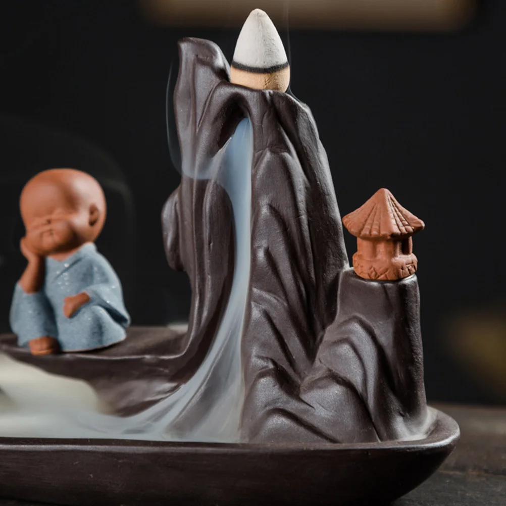 

Backflow Incense Burner Ceramic Desktop Craft Incense Holder Zen Monk Censer Home Office Decor Backflow Censer