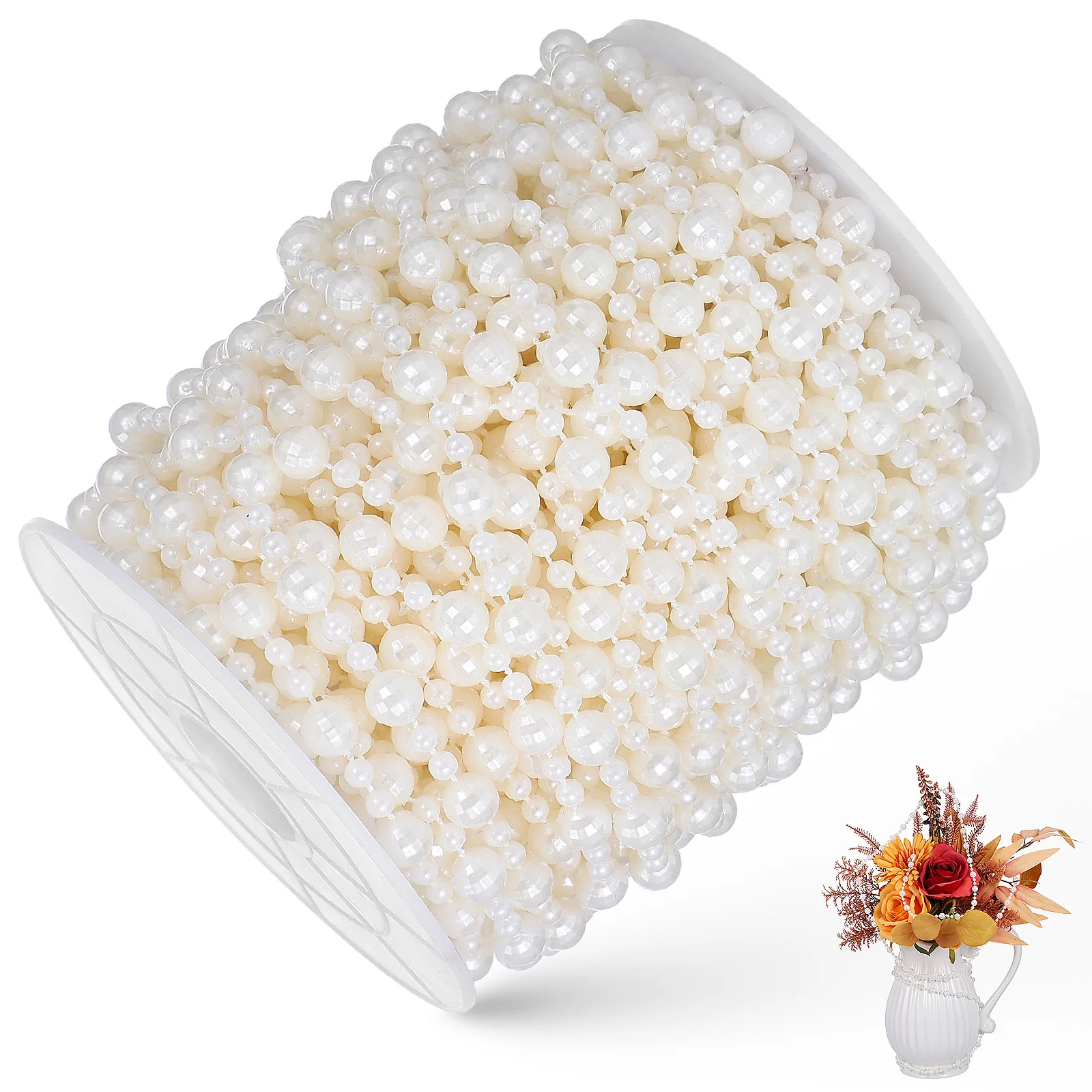 

Pearl Beaded String 22 M Faux Pearls Beads String for Clothes Embellishments Wedding Decor DIY Crafts Projects
