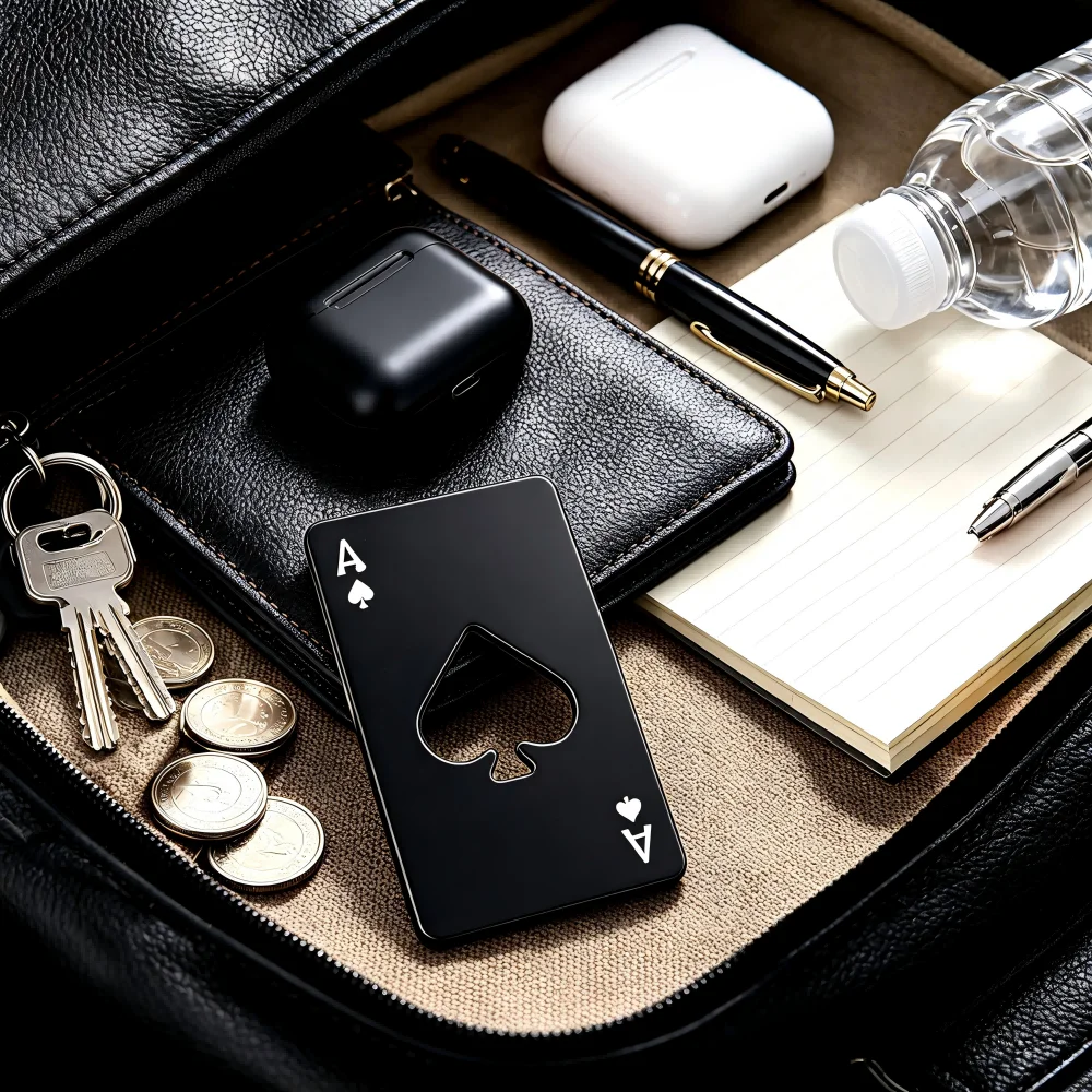 3PCS  Spade A Poker Card Bottle Opener, Credit-Card-Size Portable Beer Opener for Bar & Party Use, Black & Silver Home Supplies Utensils