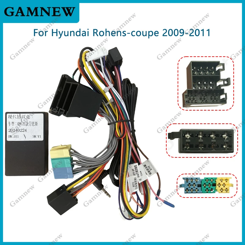 16Pin Car Wiring Harness Adapter With Canbus Box Decoder Android Radio Power Cable For Hyundai Rohens-coupe OD-HY-16