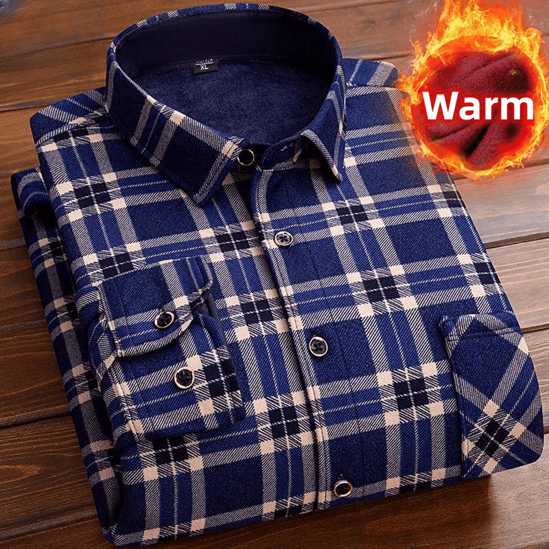 Autumn Winter New Casual Men\'s Fashion Long Sleeve Plaid Shirt Thick Warm Men\'s Casual High Quality Soft Large Size Shirt L-4XL