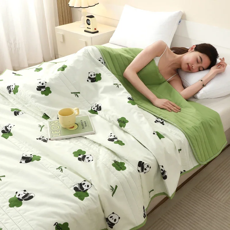New Fresh Printing Air Conditioner Quilt Skin Friendly Breathable Summer Blanket Soft Airable Comforter Thin Single Double Duvet