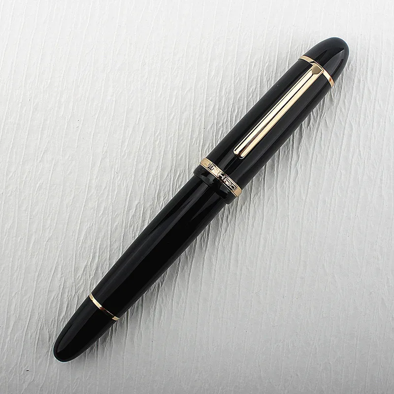 JinHao X159 Acrylic Black Fountain Pen Metal Clip Extended Fine Nib F 0.5mm