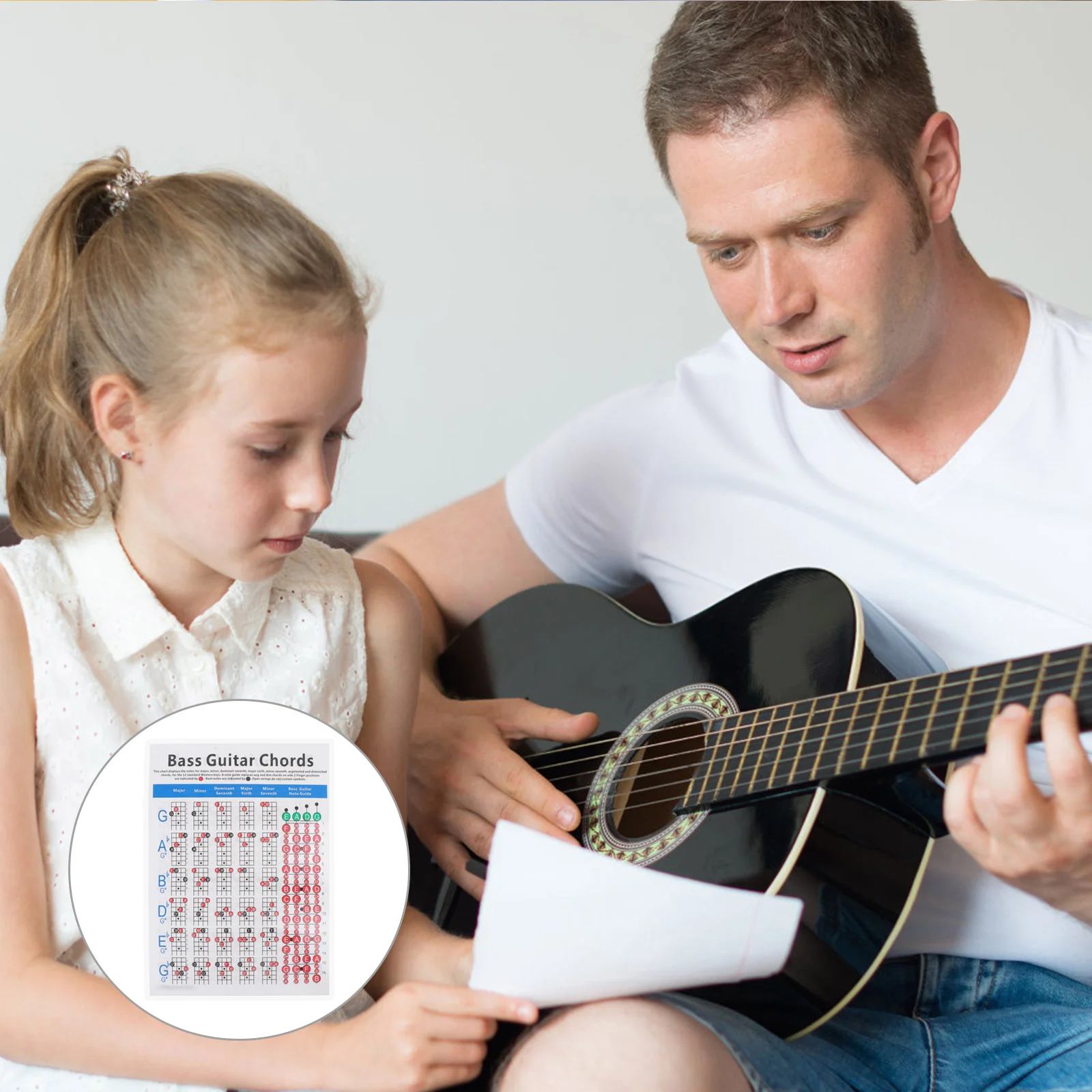 

Chord Chart Electric Bass Guitars Learning Guide Poster for Novice Diagram Tuning