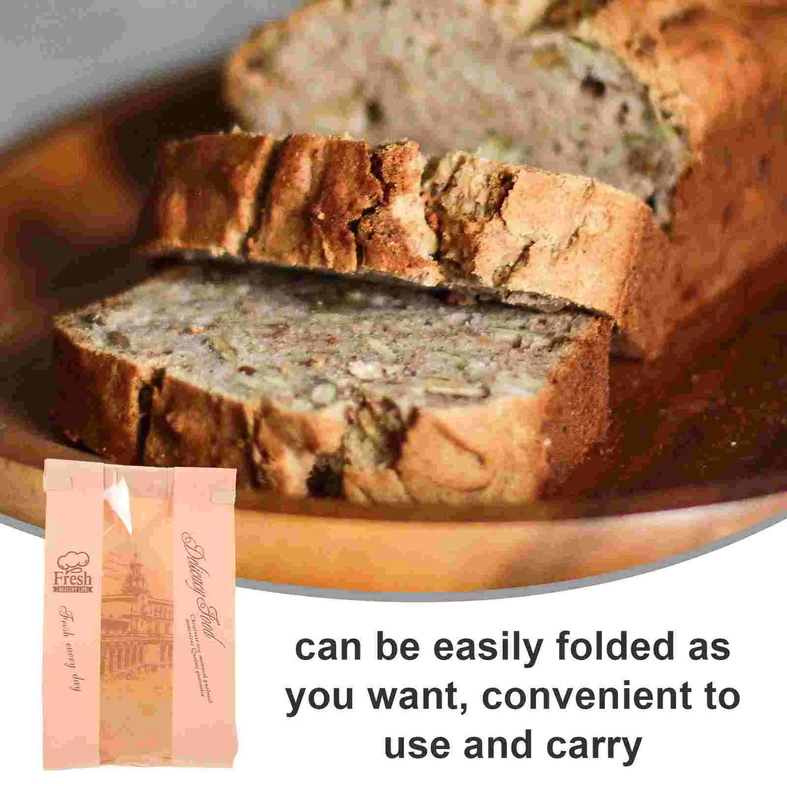 Tie Tab Lock Bread Bags Paper with Window Toast Baking Wrapping Pouches Self Made Cookie Sleeves