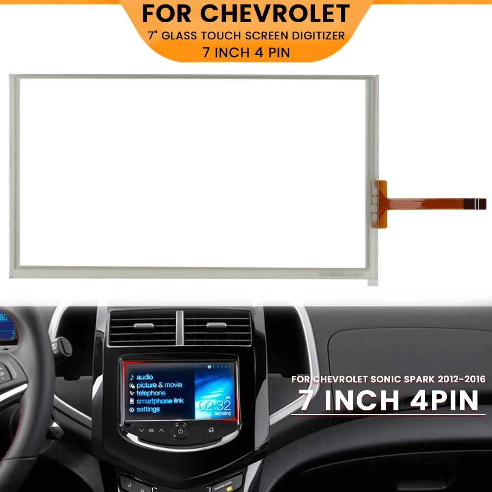 7 Inch 4 Pin Touch Screen LA070WV1-TD05 For Chevrolet Aveo Cruz Onix Sonic Prism Spark Trax 2012-2016 Car Navigation Raido