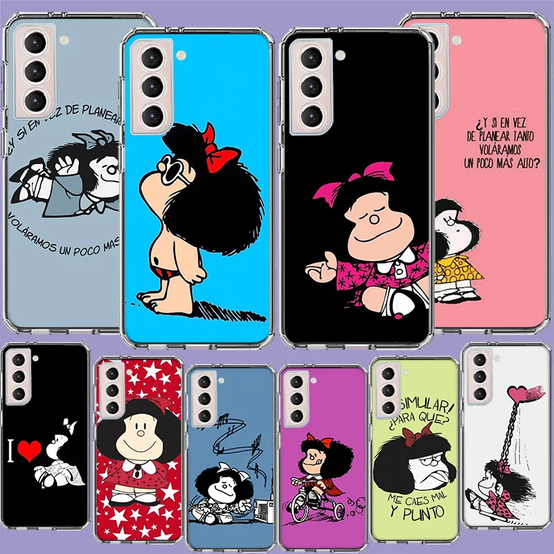 Mafalda Cartoon Phone Case For Samsung Galaxy S24 S23 Ultra Capa Shell S22+ S21 Plus S20 FE S10 Lite S10E S9 S8 S7 Edge Cover Si