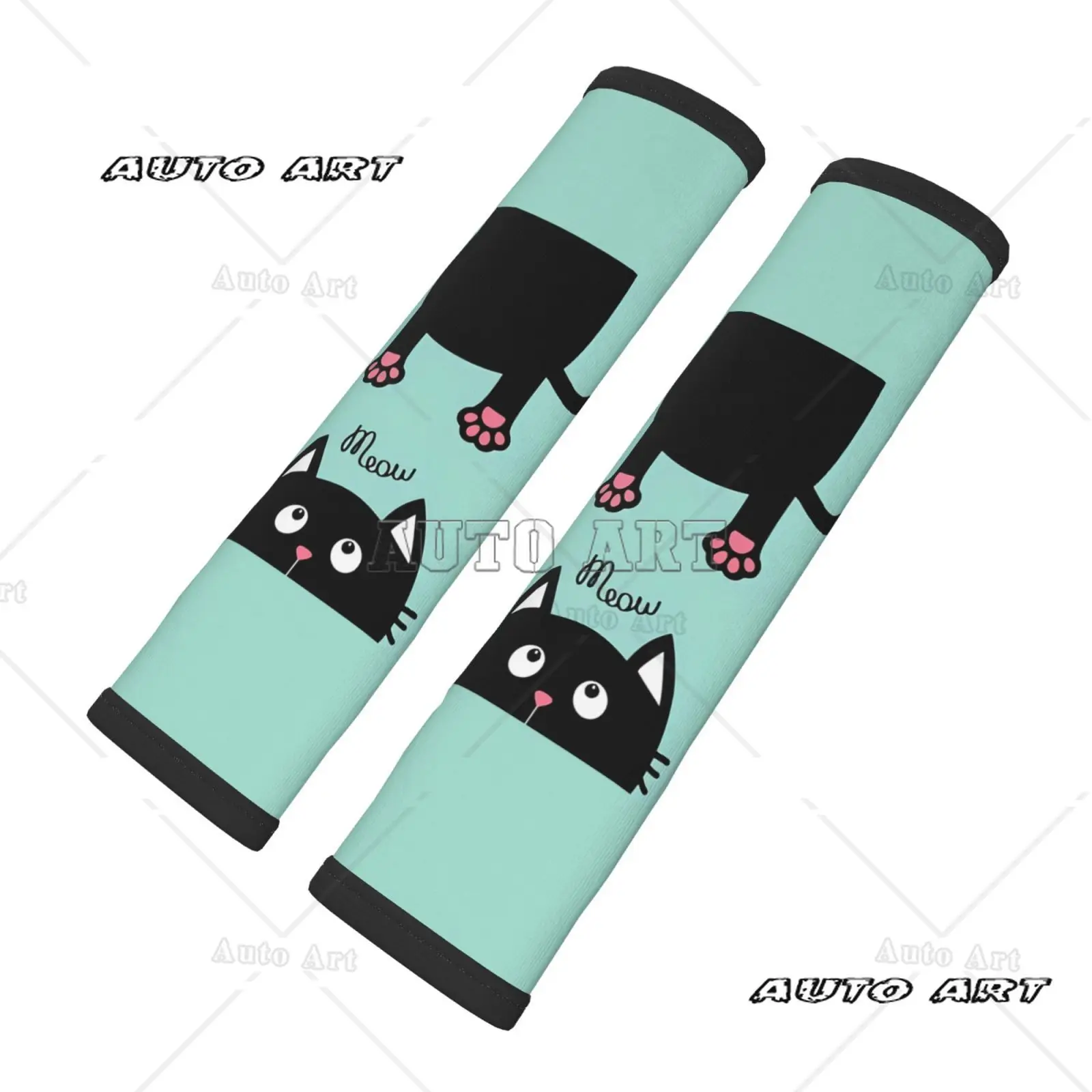

2-piece Fun Little Cat Pattern Car Seat Belt Cover Shoulder Protection Comfortable Anti Pinch Neck Car Accessories