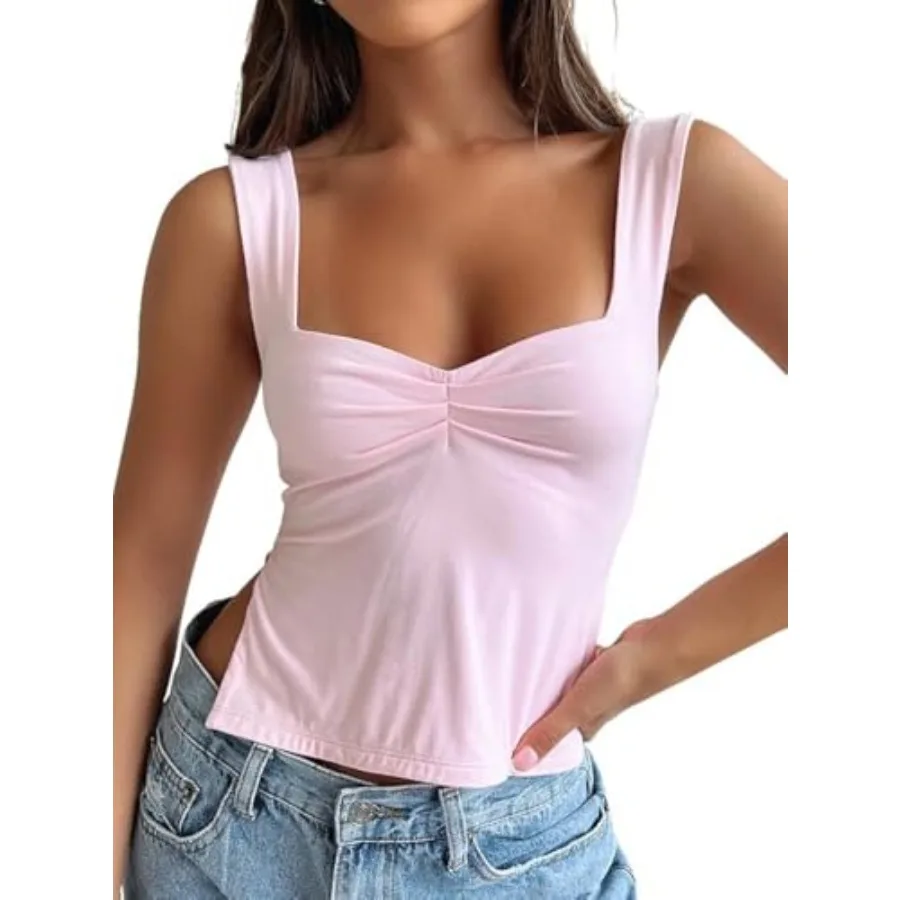 

Trendy Queen Double Lined Crop Tank Top for Women Cute Summer Backless Shirt Spring Y2K Top Junior Going Out Concert Vacation