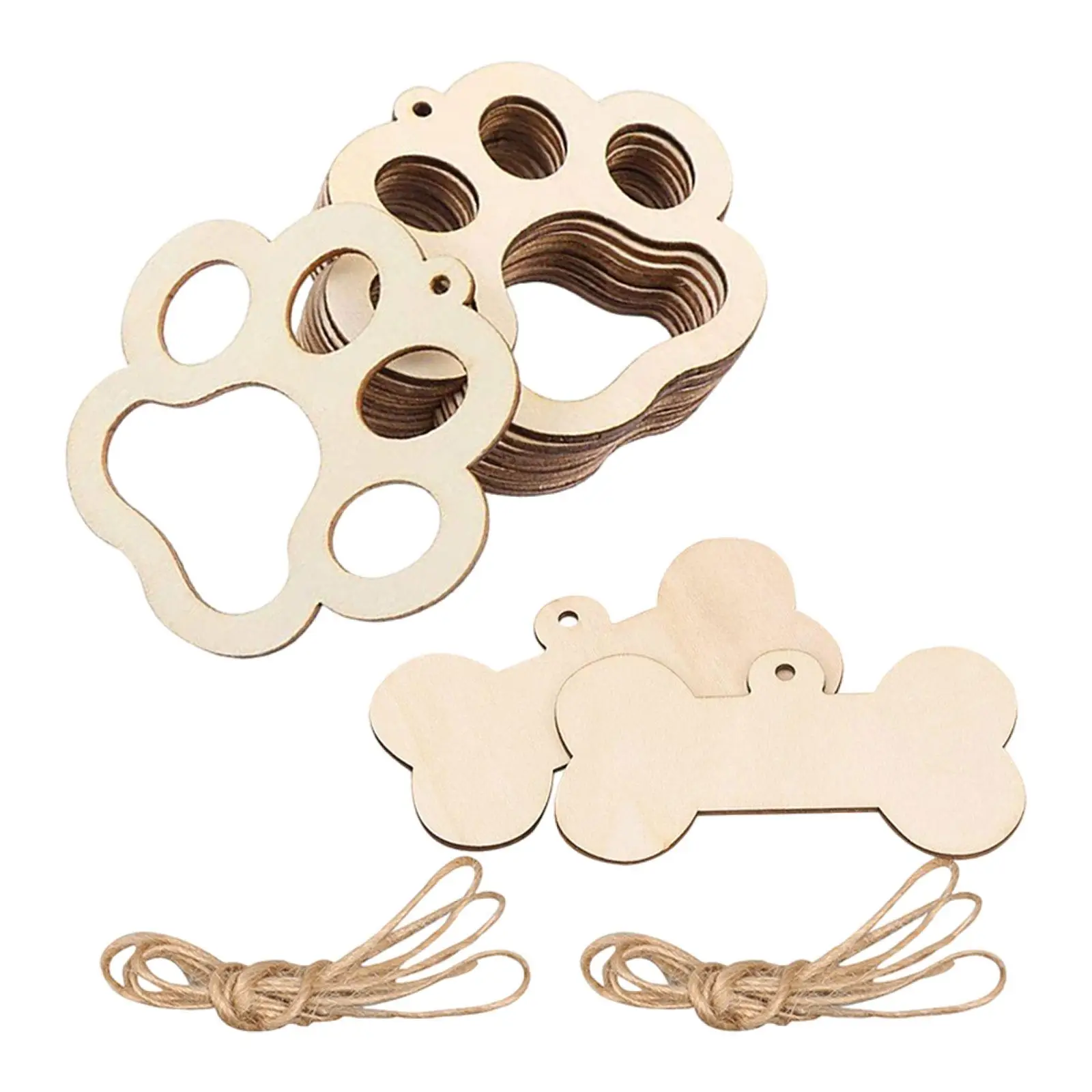 22x زخارف خشبية على شكل مخلب مع خيوط يدوية خفيفة الوزن