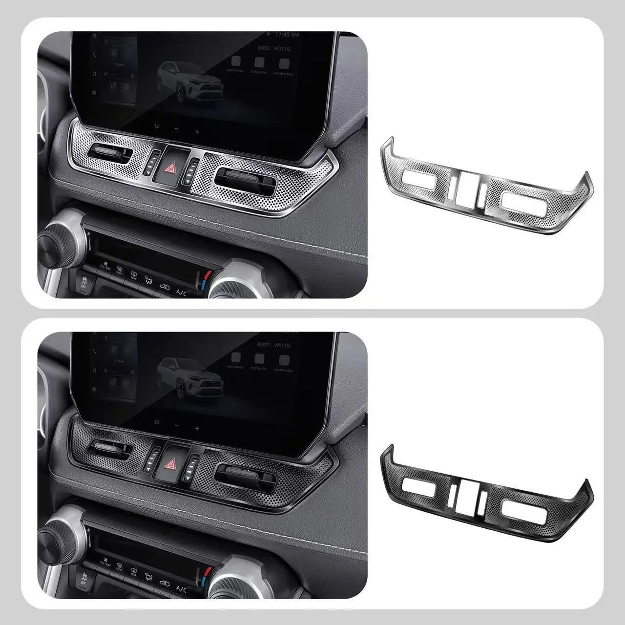 LHD RHD لتويوتا RAV4 RAV 4 2019-2021 2022 2023 2024 الفولاذ المقاوم للصدأ تكييف الهواء تنفيس الغبار حامي المخرج غطاء الكسوة