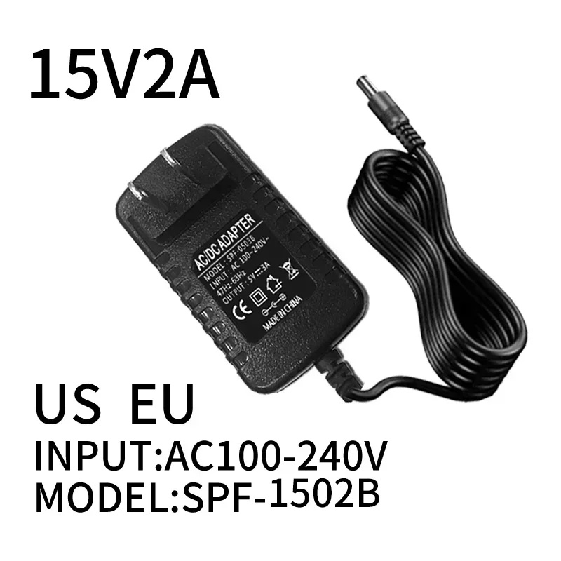 1PCS DC15V2A /5.5*2.1-2.5mm plug100v - 250v power supply  Charger for printer mobile phone tv-box Turtle shell