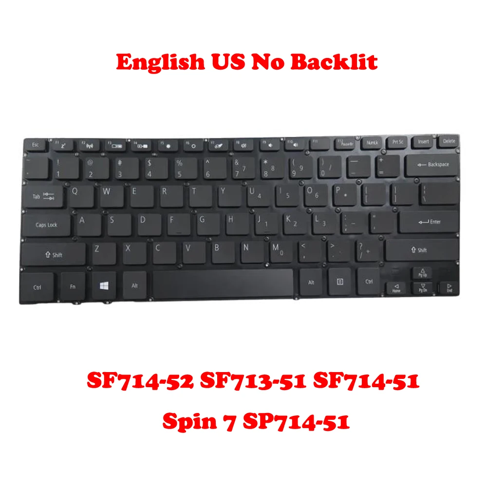 ノートパソコン用バックライトなしキーボード-spin-sp714-51-acer-swift-7-sf714-52-sf713-51-sf714-51-v160266bs1-aezdv-00010-英語-us-ブラック-新品