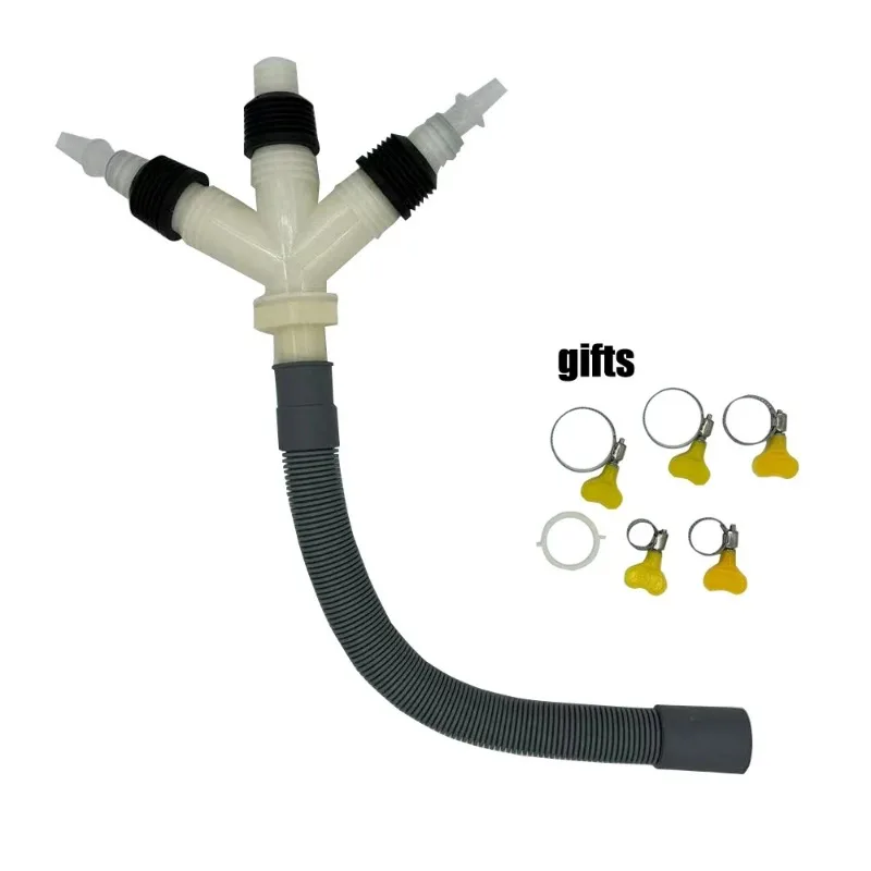 Washing Machine Dryer Drain Hose Four-Way Tee Adapter 8mm 10mm Extended Pipe Joint Fitting
