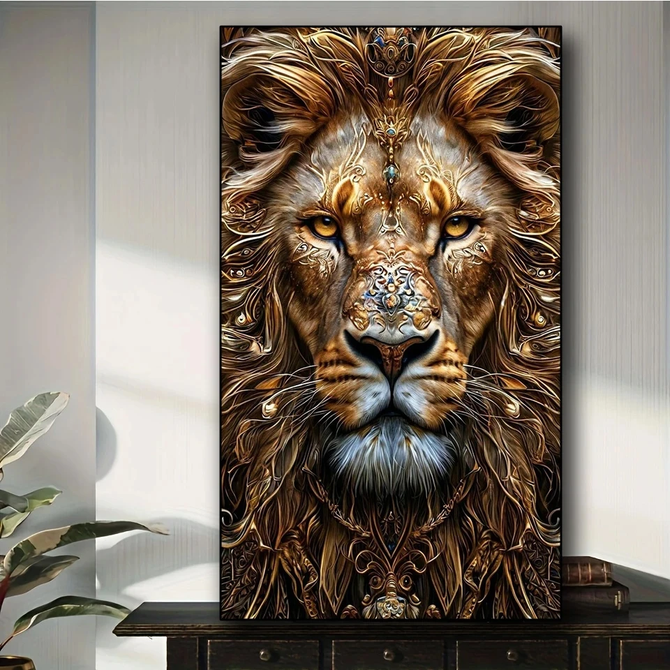 

Gold Lion diy diamond painting Jewelry cross stitch Kits diamond art crystal mosaic Latest Creative Animal Home Decor Gift