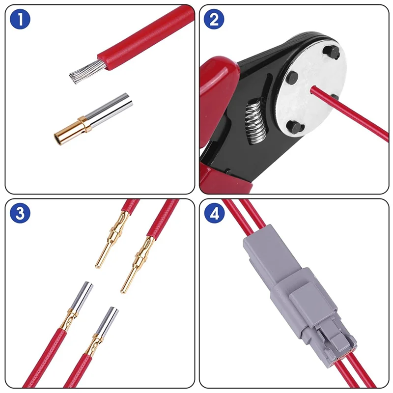 AC88-For Deutsch Closed Barrel Crimper, Solid Barrel Contact & Circular Connector Contacts Crimping Tool (AWG 14-20) 4 Way