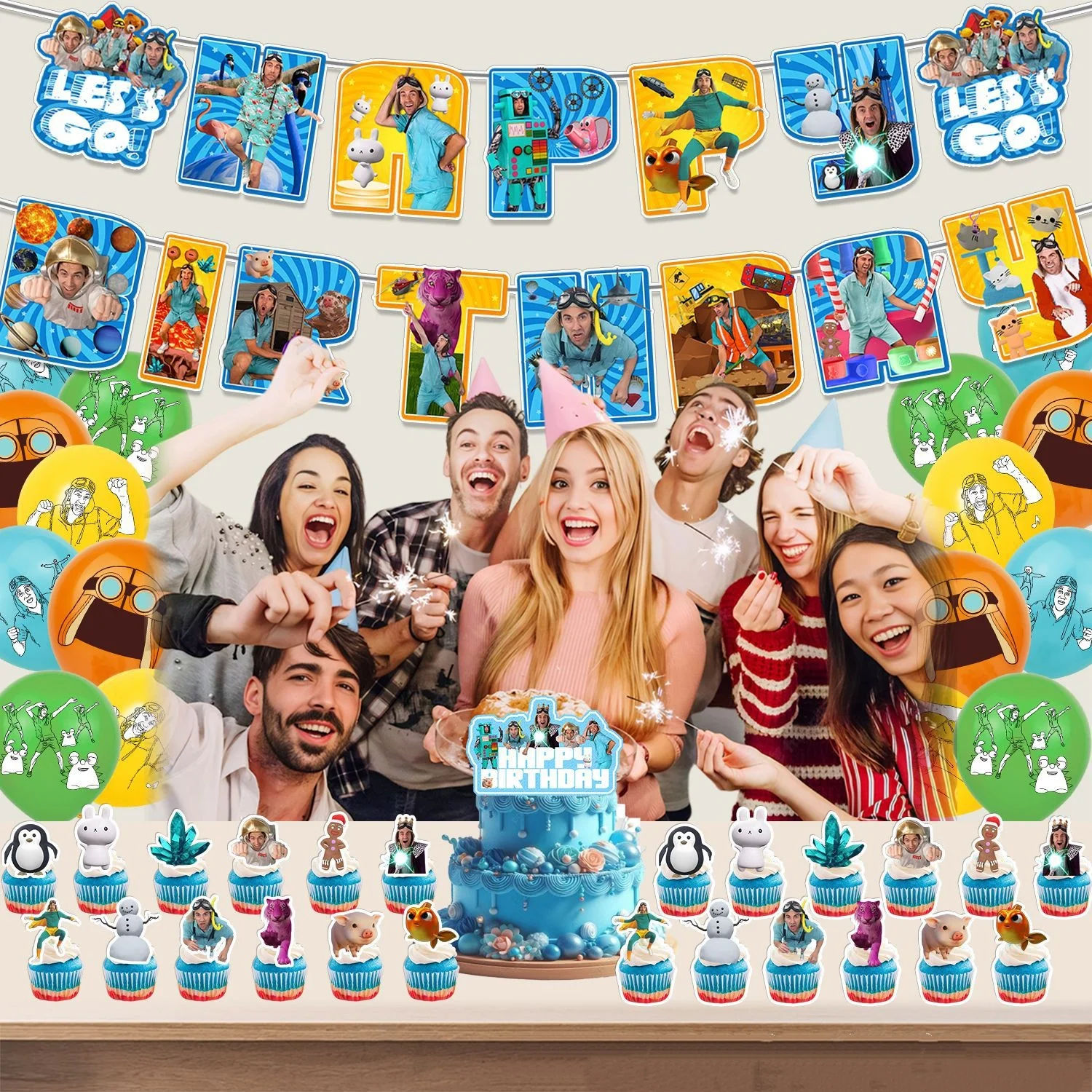 D-Danny Go Fans Geburtstagsparty-Dekorationsset Kuchenaufsatz Ballons Banner Party-Fotografie-Requisiten Spielzeug Geschenke für Kinder und Erwachsene – Detail 3