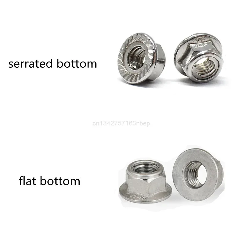 2/5pcs M4-M12 304 Stainless Steel Prevailing Torque Type All Metal Insert Hexagon Lock Nut With Flange Hex Self Locking GB6187
