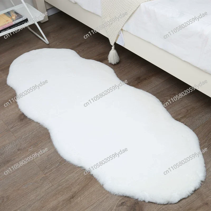Irregular Faux Rabbit Fur Rug Sofa Runner Bedside Rug Bedroom Decor Shaped Rug