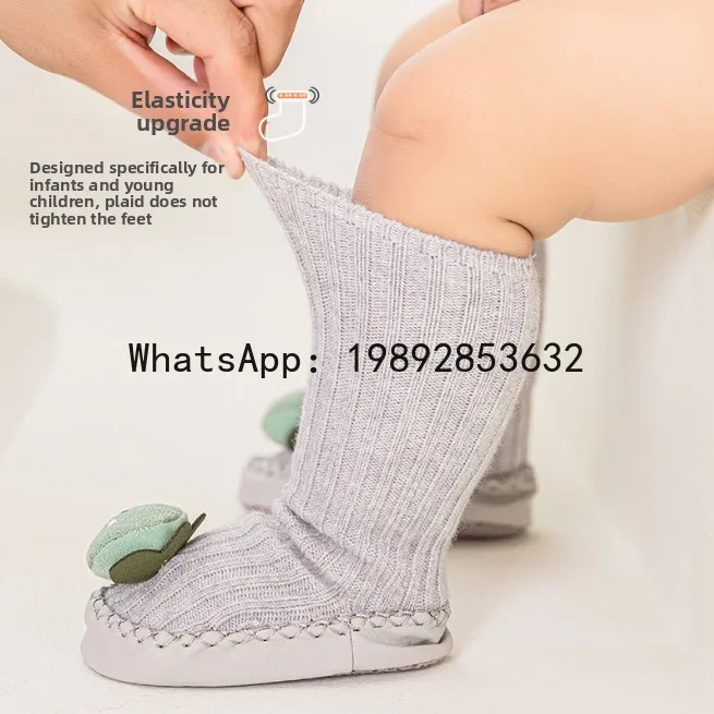 جوارب للرضع والأطفال الصغار، جوارب ما قبل المشي عالية الأنبوب للربيع والخريف، نعل ناعم، أحذية مشي للأحذية المنزلية #2
