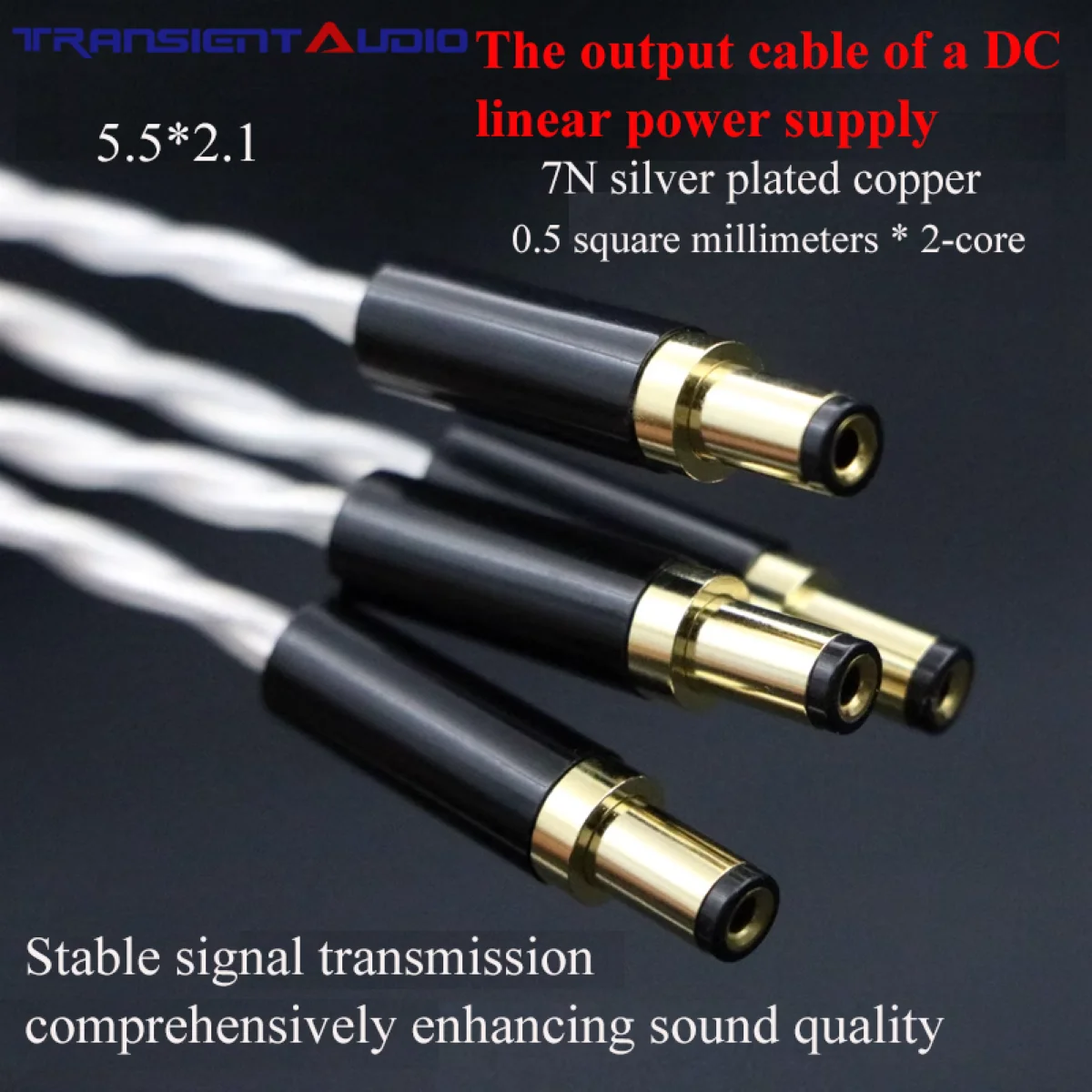 TRANSIENTHI-FIAUDIO 7NOCC single crystal copper silver plated 5.5 * 2.1/2.5 DC linear power cord