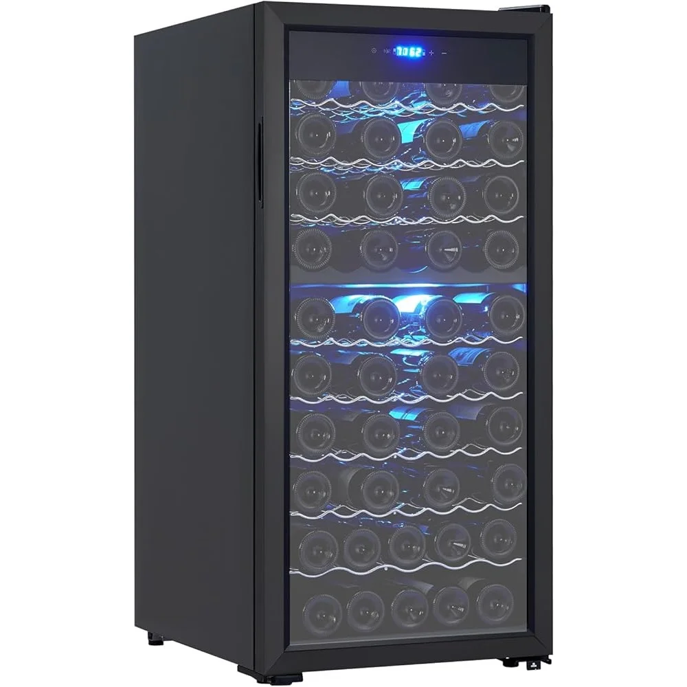 مبرد النبيذ ثنائي المنطقة 66 زجاجة ضاغط قائم بذاته التحكم الرقمي في درجة الحرارة شاشة تعمل باللمس شاشة LED تبريد هادئ