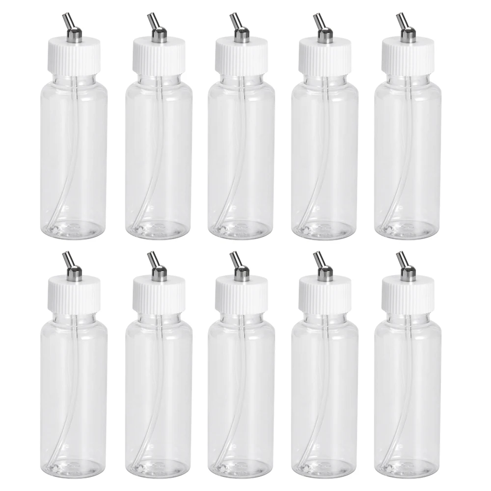 OPHIR 10x Dual Action Airbrush Bottbles Plastic 80cc Bottle Professional Air Brush Paint Cup for Model Hobby Cake Nail_AC022-10x