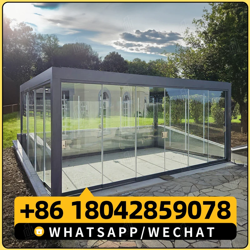 Modern Electric Pergola Custom Aluminum Louvered Sun Panels Powder Coated Bioclimatic Deck Canopy Gazebo Windows Made Vietnam