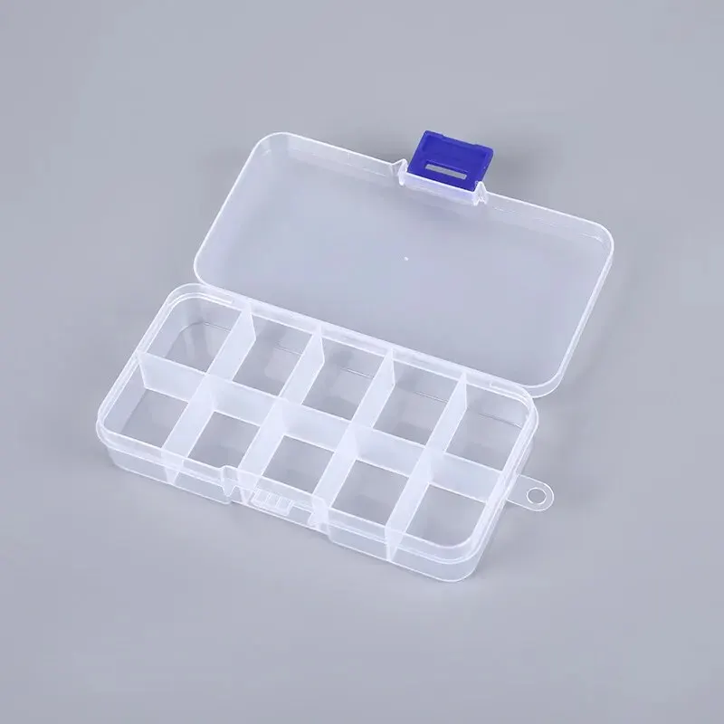 1-piece Fixed 10 Grid Storage Box with Lid, Accessory Sorting and Storage Box, Dust-free Transparent Plastic Box