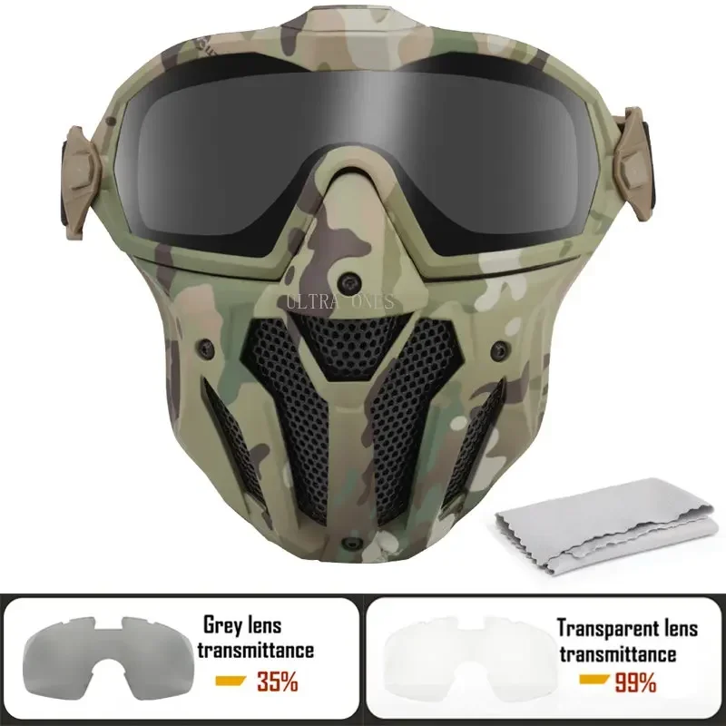 Airsoft Mask Detachable Goggles with Anti-fog Fan Tactical Paintball Protective Full Face Mask Shooting CS Goggles Masks