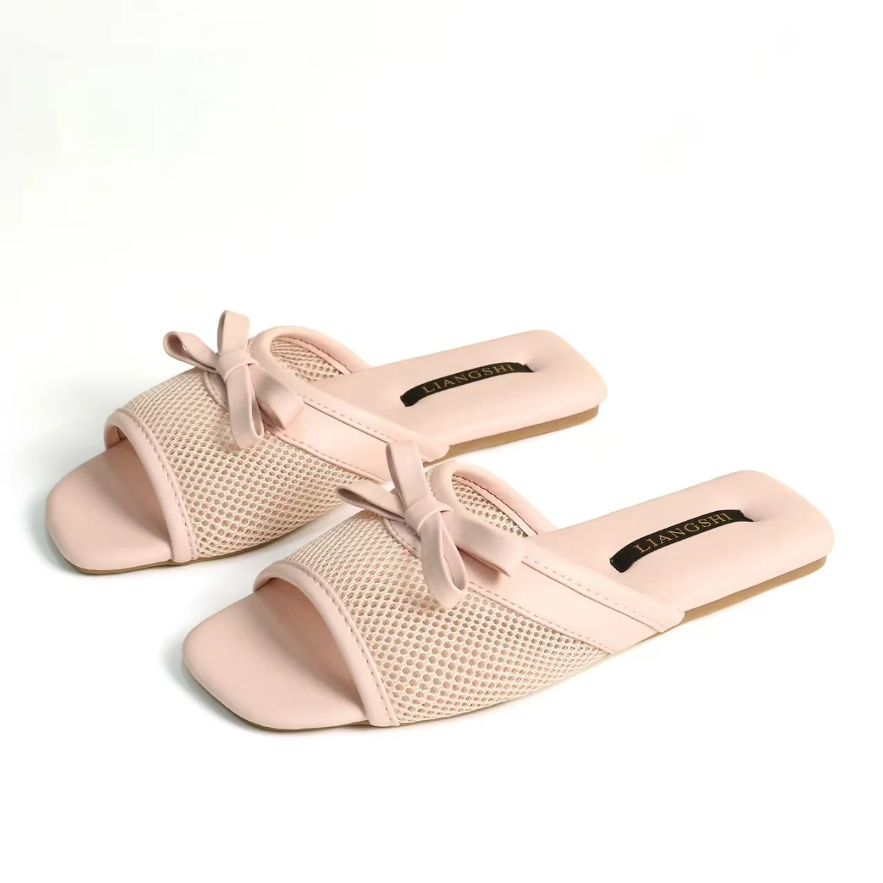 

Women's Summer New Open Toe Mesh Home Slippers High Quality Soft Sole Non Slip Breathable Fashionable Bowknot Floor Slippers