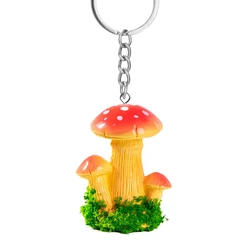 Cute Novelty Mini Mushroom Key Chain Women Girl Tiny Resin Colorful Agaric Keychain Wedding Party Kids Handicrafts New Year Gift