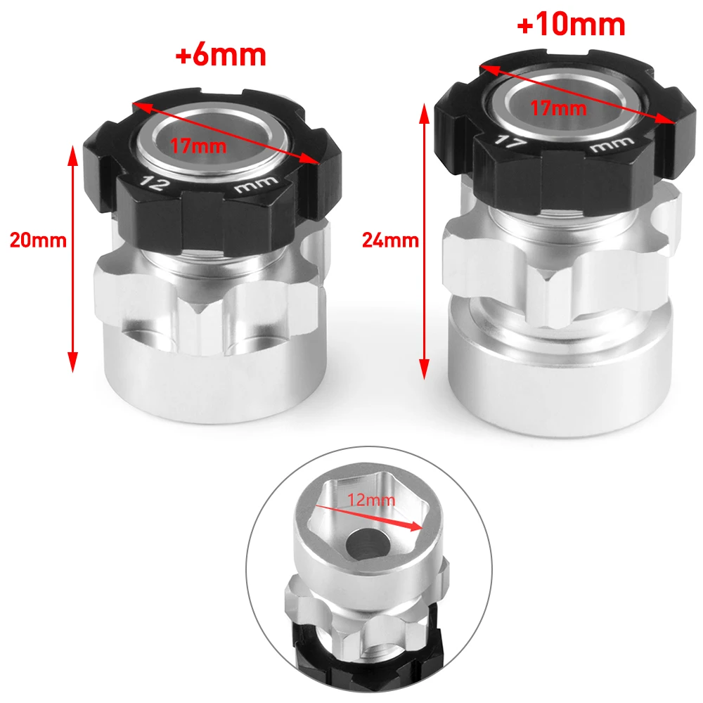 AXSPEED 4PCS Aluminum 12mm to 17mm Extended Adapter 12mm Hex Drive Hub for 1/10 Slash 4X4 RC Car Accessories