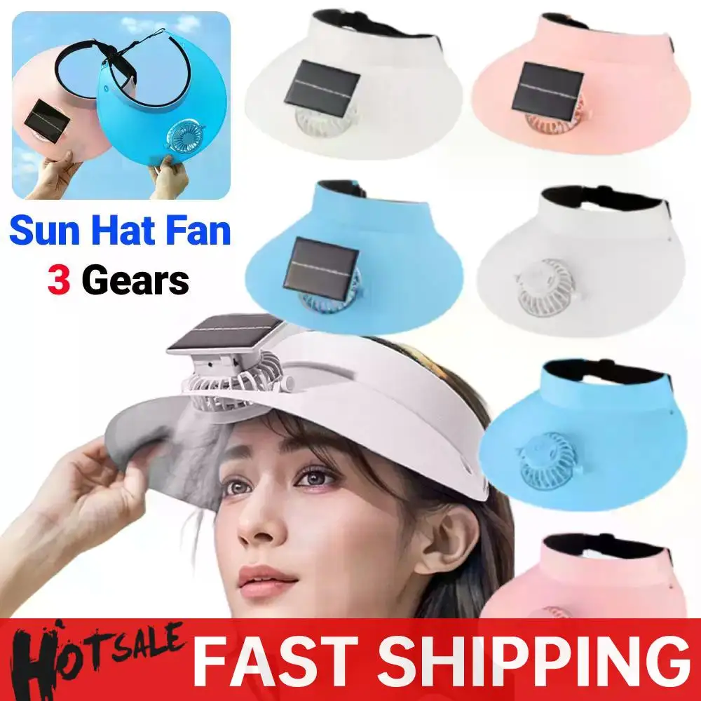 

Sun Visor Hat with Fan Solar & USB Charging Sun Protection Hat Breathable Summer Cooling Fan Hat for Outdoor Camping Fishing