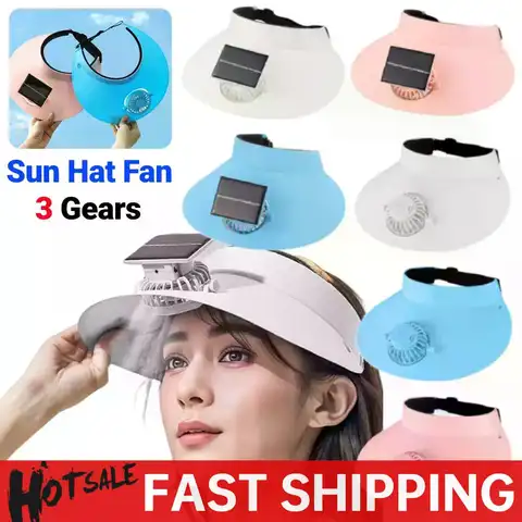 Sun Visor Hat with Fan Solar & USB Charging Sun Protection Hat Breathable Summer Cooling Fan Hat for Outdoor Camping Fishing