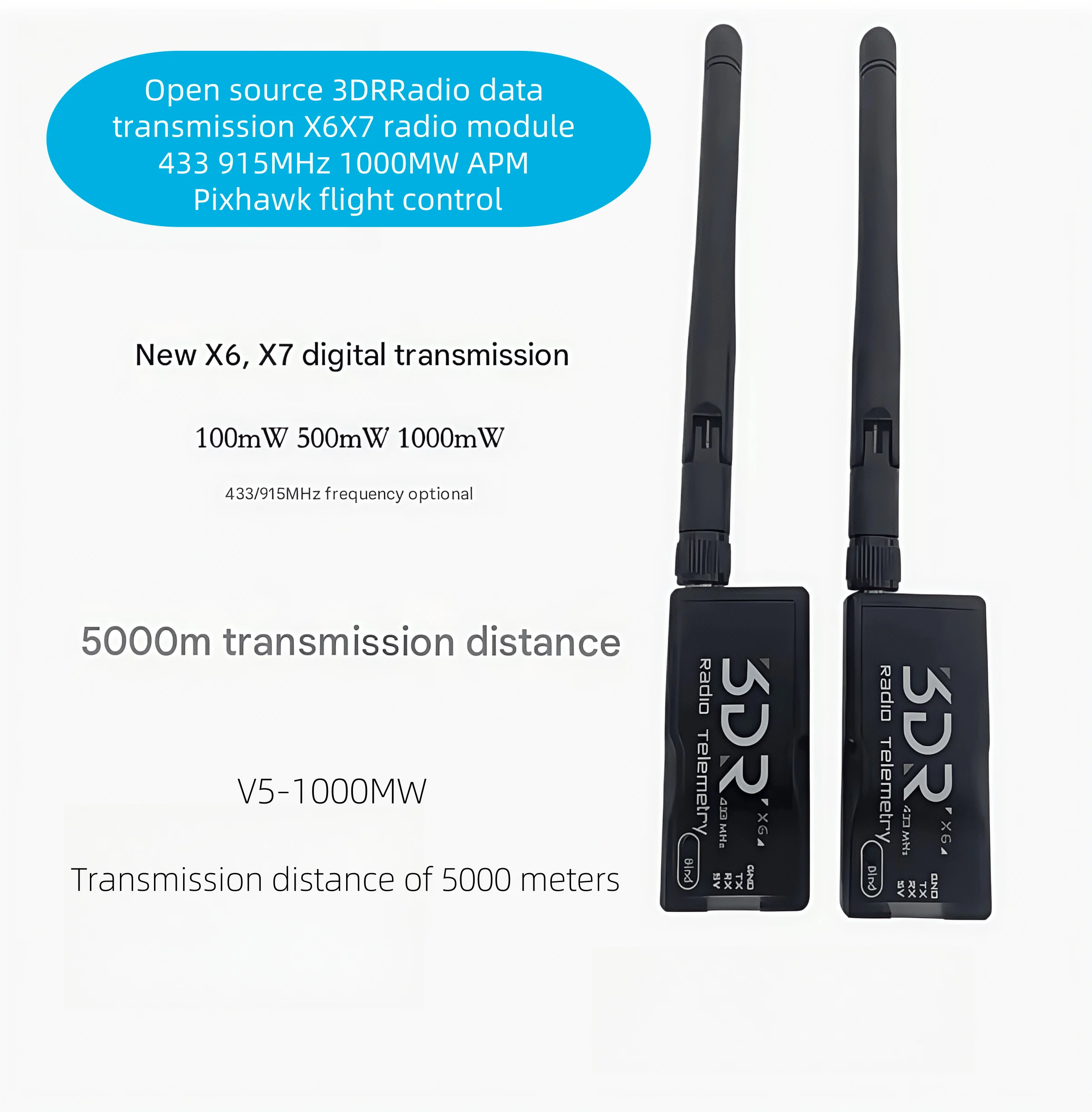 

Open source 3DRRadio data transmission X6X7 radio module 433 915MHz 1000MW APM Pixhawk flight control