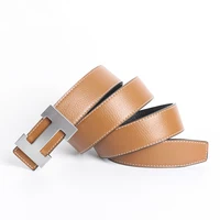 Vintage Luxury Designer Brand Waist H Belt Men High Quality Women Genuine Real Leather Dress Strap for Jeans Waistband Blue 6