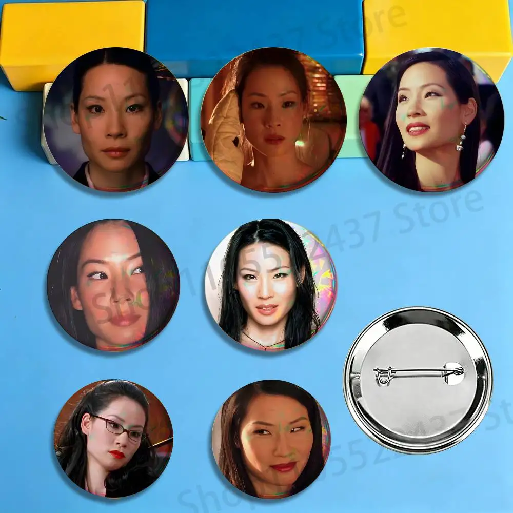 Actress L-Lucy Liu HD Kill Bill Round Pins Cartoon Brooches Stylish Ornament Badge for Backpack Accessorys Gifts