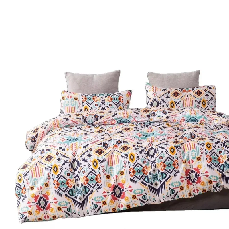 

directly supply popular print polyester cotton bed sheet duvet cover set home adult all season