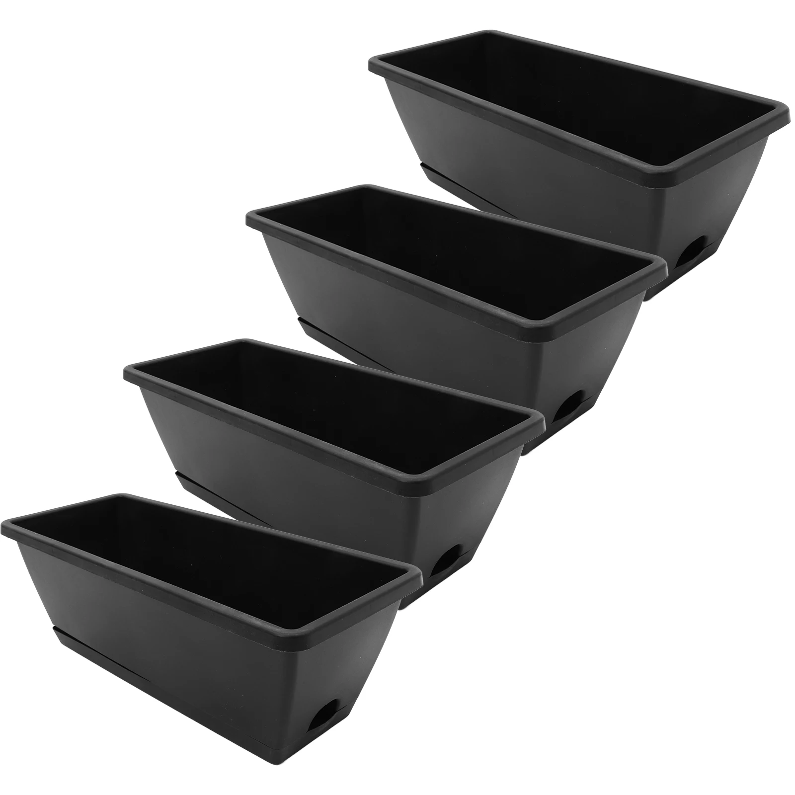 

4 Sets Large Rectangular Plant Pots Garden Flower Vegetable Succulent Container Resin Durable Lightweight