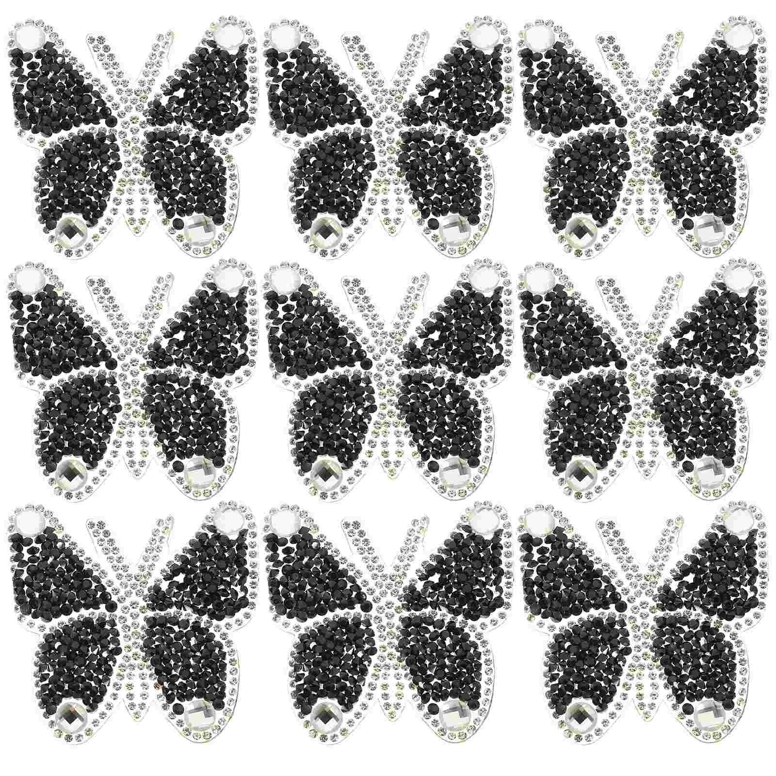 

10 Pcs Glass Butterfly Hot Diamond Stickers Applique Patch Embroidered Patches for Home