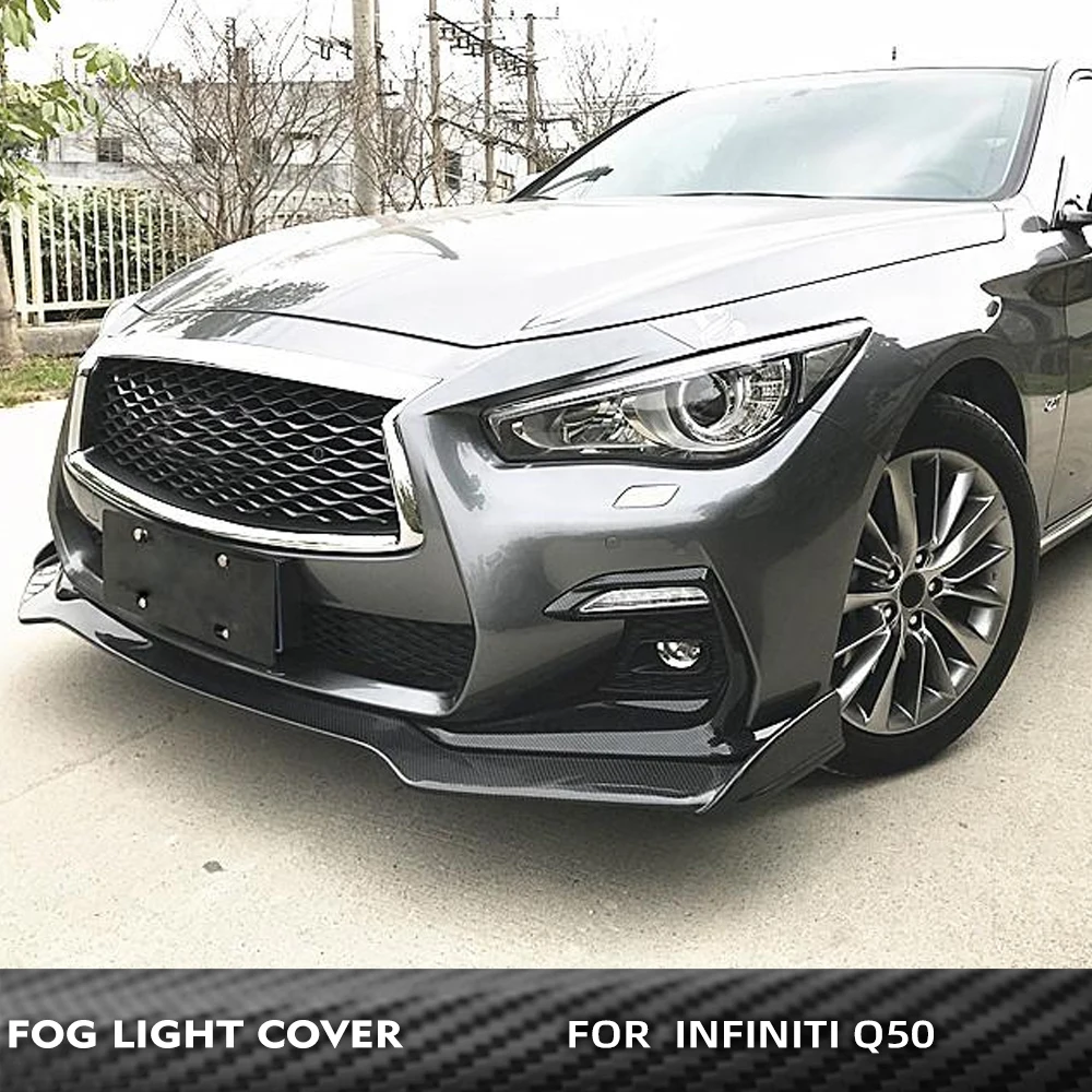 

Cabon Fiber передняя противотуманная задняя крышка автомобиля для Infiniti Q50 Sport Sedan 2018-2020 Canard Fender Vent Совок воздухозаборник гриль сплиттер